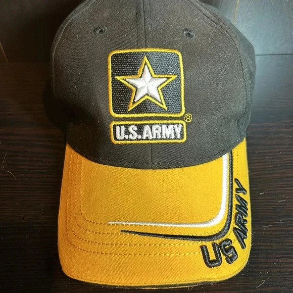 US Army Strong Star Go Army Reserve Baseball Cap Hat Black Yellow - Picture 6 of 10